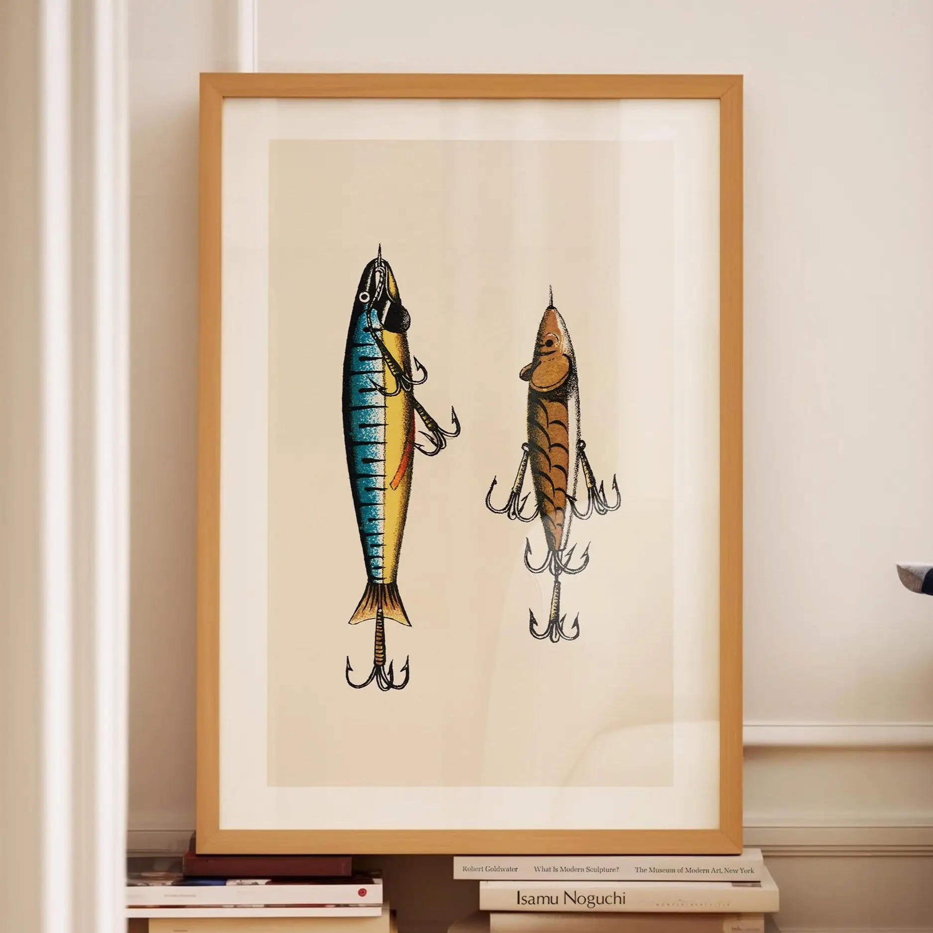 Vintage Fishing Lures Poster, Retro Cabin Wall Decor, Rustic Fishing Room Decoration, Outdoor Angler Gift