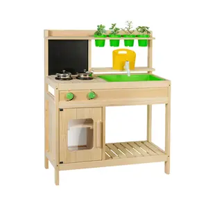 Pure Wood Mud Kitchen — For Backyard & Patio or Indoor Pretend Food Play