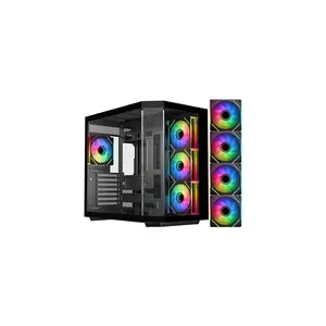 DIYPC ARGB-N3-BK Black USB3.0/ Type C Tempered Glass ATX Gaming Computer Case w/ 3 x Tempered Glass Panel and 4 x ARGB PWM Fans (Pre-Installed). Support  BTF Back Plug MB