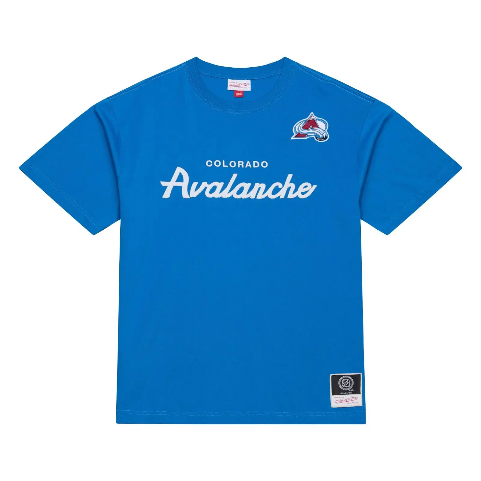 Colorado Avalanche Blue Head Coach T-Shirt NHL Throwback Tee Graphic Vintage Fan Gear Mitchell & Ness