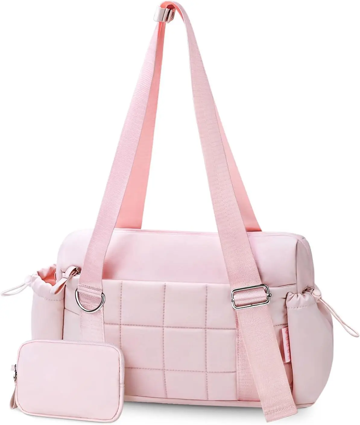 Mini Gym Bag for Women Puffy Bag, Small Gym Bag with Coin Wallet, Lightweight Gym Tote Bag for Fitness, Work, Travel, Daily Commute,Pink Vuudh