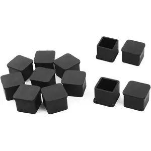 1 inch x1 inch Rubber Square  Furniture Table Chair  Foot Cover Caps Chair  Floor Protectors,  Floor Protector 1" x 1" 12 count Black