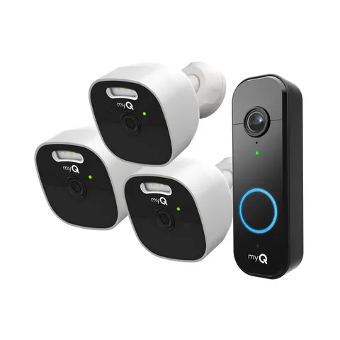 myQ Outdoor Battery Camera 3-Pack & Video Doorbell Bundle