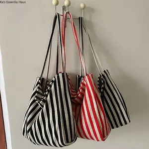 Stylish Striped Canvas Bag - Roomy And Adaptable - Perfect for The Office, Classes, Or a Day Trip