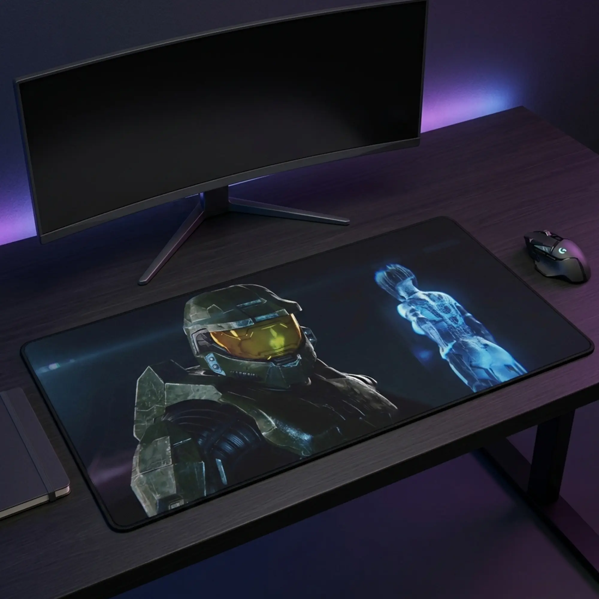 Master Chief Cortana Desk Mat, Halo Extra Large Non-Slip Mousepad, Gaming Desk Pad, Office Accessory, Birthday Gift, Christmas Gift