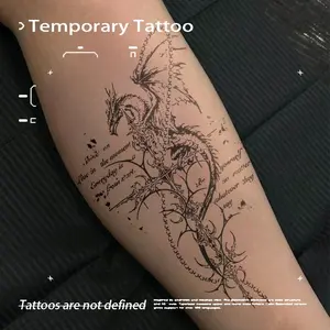 1pcs Dragon Herbal Juice Tattoo Sticker for Men and Women, Waterproof Arm Tattoo, Non-Reflective Sexy Design, Waterproof Temporary Tattoos