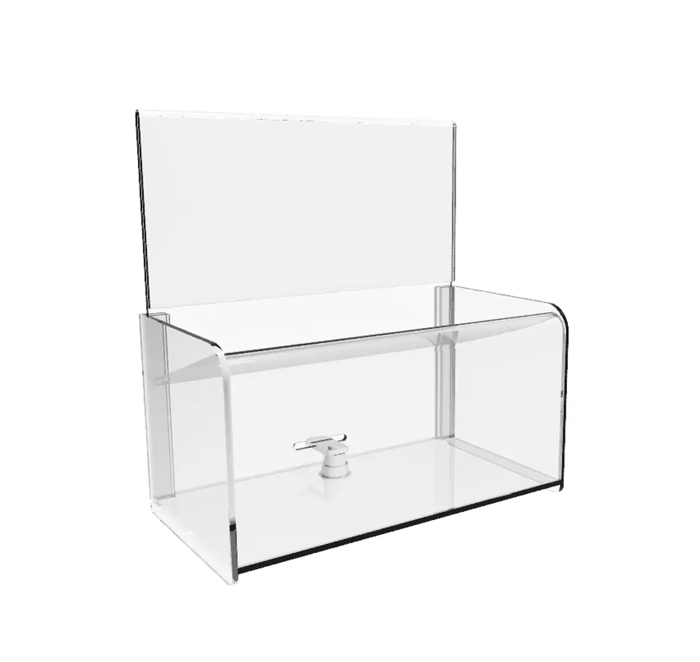 FixtureDisplays® Clear Acrylic Plexiglass Donation Box with Easy Drop Funnel 12178-NF