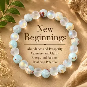 CrestJewels 1-piece set: natural crystal and Shushan stone beaded bracelet; transparent, abundant natural crystal bracelet; amulet bracelet; encouragement gift; fashionable artificial color-contrast crystal beaded bracelet