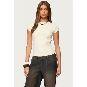 Oliana Ribbed Boat Neck T Shirt