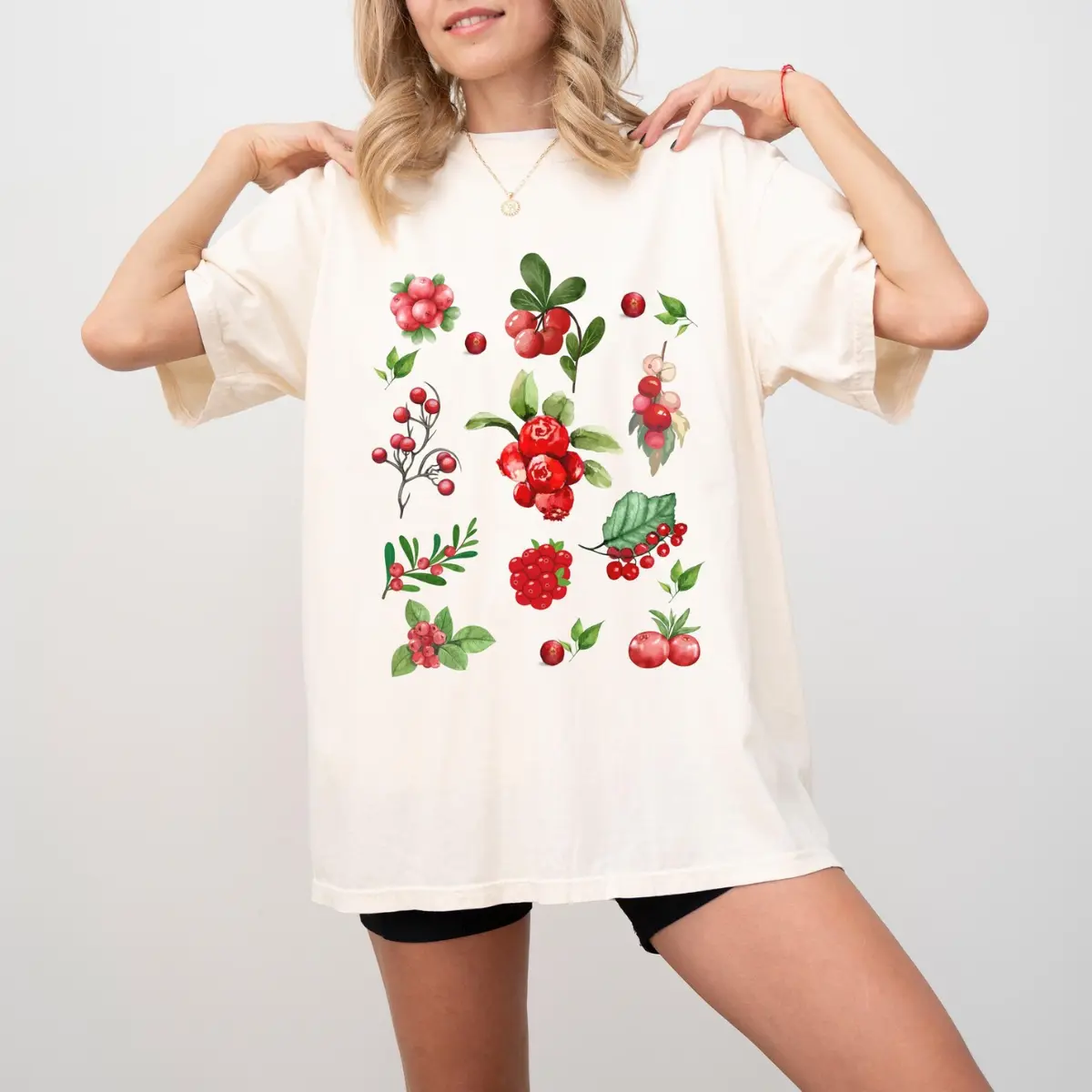Comfort Colors Red Berry Botanical Aesthetic T-Shirt, Fruit Graphic Tee, Cute Farmers Market Gift, Fresh Unisex Garden Shirt