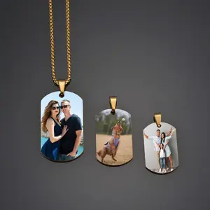 Custom Colorful Photo Necklace Stainless Steel Personalized Picture Text Date Necklace for Women Men Keepsake Gifts