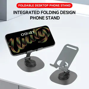 High Quality All Metal Desktop Phone Holder: Using Silicone Pad For Stability, 360 ° Rotating Base, Foldable And Portable, With Soothing Mechanical Sound