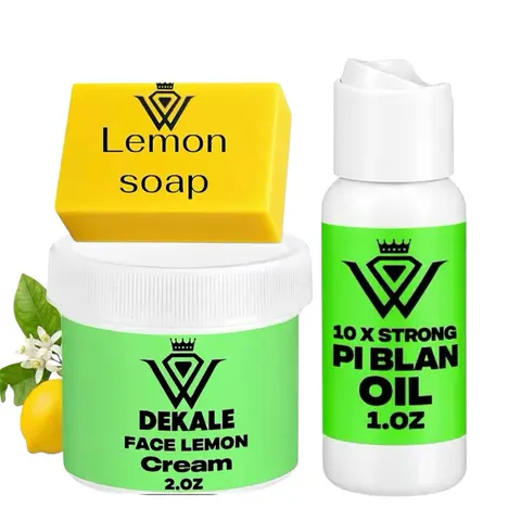 Xtra strong DEKALE LEMON 3pcs  MINI SET FACE CREAM for Brightening & Hydration I Dark Spot Care 2oz