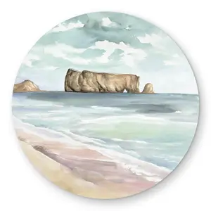 Begin Home Decor C1COAR5513SWW7 5 x 5 ft. Rocher Perce - Marine Neo Mint Round Outdoor Area Rug