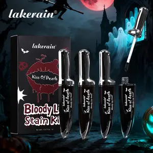Halloween Creepy Cute Lip Gloss Set, 4-Pack Matte Color-Changing Lip Gloss, Highly Pigmented Waterproof & Smudge-Proof Lip Stain, Long-Lasting Wear for Mysterious & Alluring Halloween Makeup, Suitable for All Skin Tones