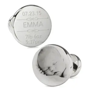 Birth Details Custom Photo Engravable Cufflinks