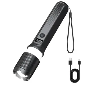 Flashlight LED, 2000LM, Rechargeable, Zoomable, LED Digital Display, Magnetic and Output Port, 7 Lighting Modes, Ultra-Powerful LED Flashlight for Camping/Hiking/Emergency