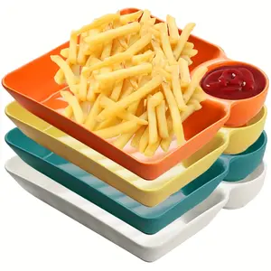 4pcs Unbreakable Serving Platter Set, Potato Chip Plate, Sturdy Snack Plate, Sushi Plate, 7.3'' X 6.6'' Serving Dishes For Appetizer, Charcuterie, Kitchen Tools, Kitchen Accessories, Kitchen Gadgets