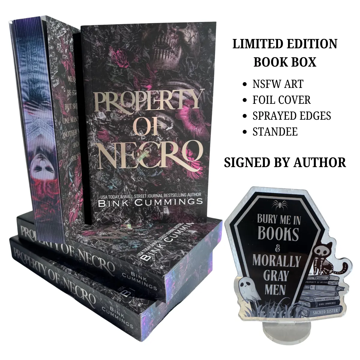 Property Of Necro - Dark RH Romance - Limited Edition Sprayed Edge Book Box - Signed By Author Bink Cummings