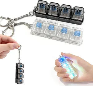 2 PCS Portable Keyboard Fidget Keychain， 4-in-1 Finger Clicker Toy Relieve Stress and Anxiety ，with Colorful LED Lights,for Office Work and School Study Time