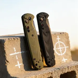 4300 Folding Knife – D2 Battlewash Blade, G10 Handle, Button Lock EDC Tool for Camping, Hiking & Outdoor Ergonomic RazorSharp EDC Knife