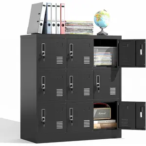Metal Locker Doors Storage Cabinet with Card Slot and Locks, Steel Storage Lockers for Employee, Office, Home, Gym, Shool, Require Assembly