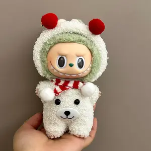 Cute Snowman Hat and Scarf Set for 17cm Labubu Dolls, 3pcs/set Perfect Costume Replacement for Creative Play, Blind Box Doll Toy Accessories, Lifelike Doll Clothing