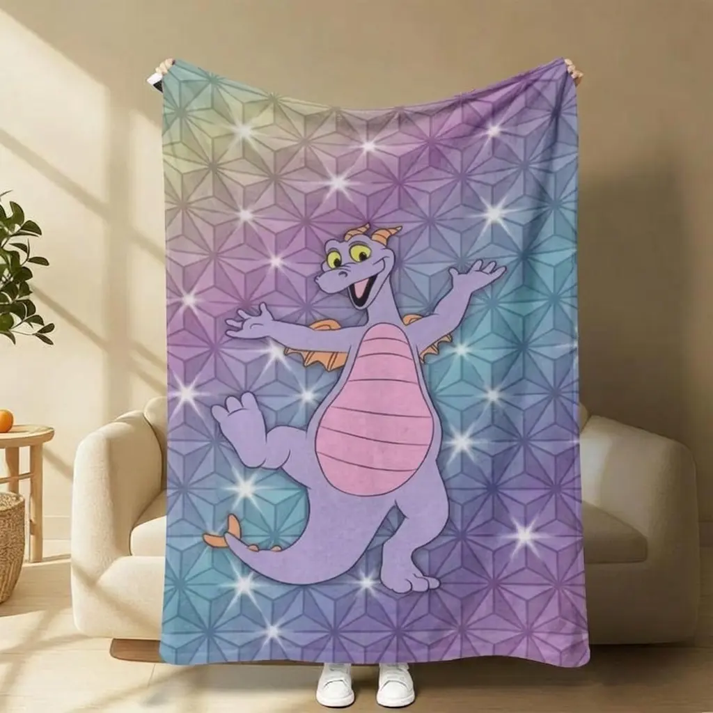 Ultra-Soft Epcot Figment Blanket Suitable for Sofa, Bed & Couch - 100% Polyester Flannel Throw with Epcot-Themed Print, Anti-Pilling Bedspread, 280gsm Cozy Warm Throw for Room,, Gift for & Fans