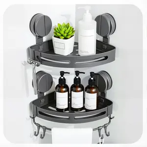 Corner Shower Suction Cup Shower Shelf No Drilling Shower Organizer Rack with Bar