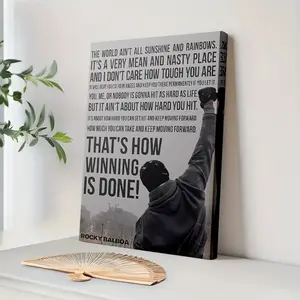 1pc Rocky Balboa Motivational Quote Canvas - 11.8x15.7 inch Framed Wall Art, "That'S How Winning is Done!" Inspirational Message, Perfect for Home, Office, Gym, Bedroom & Living Room Decor, Inspirational Wall Deco