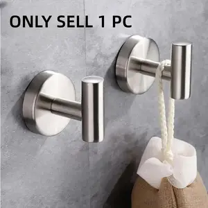 Easy Install Stainless Steel Wall Mounted Hook for Bathroom and Closet, Stylish No Drill Design for Home Organization