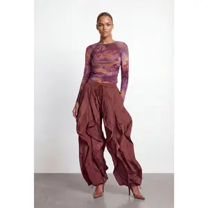 Ruffled Toggle Drawstring Hem Joggers