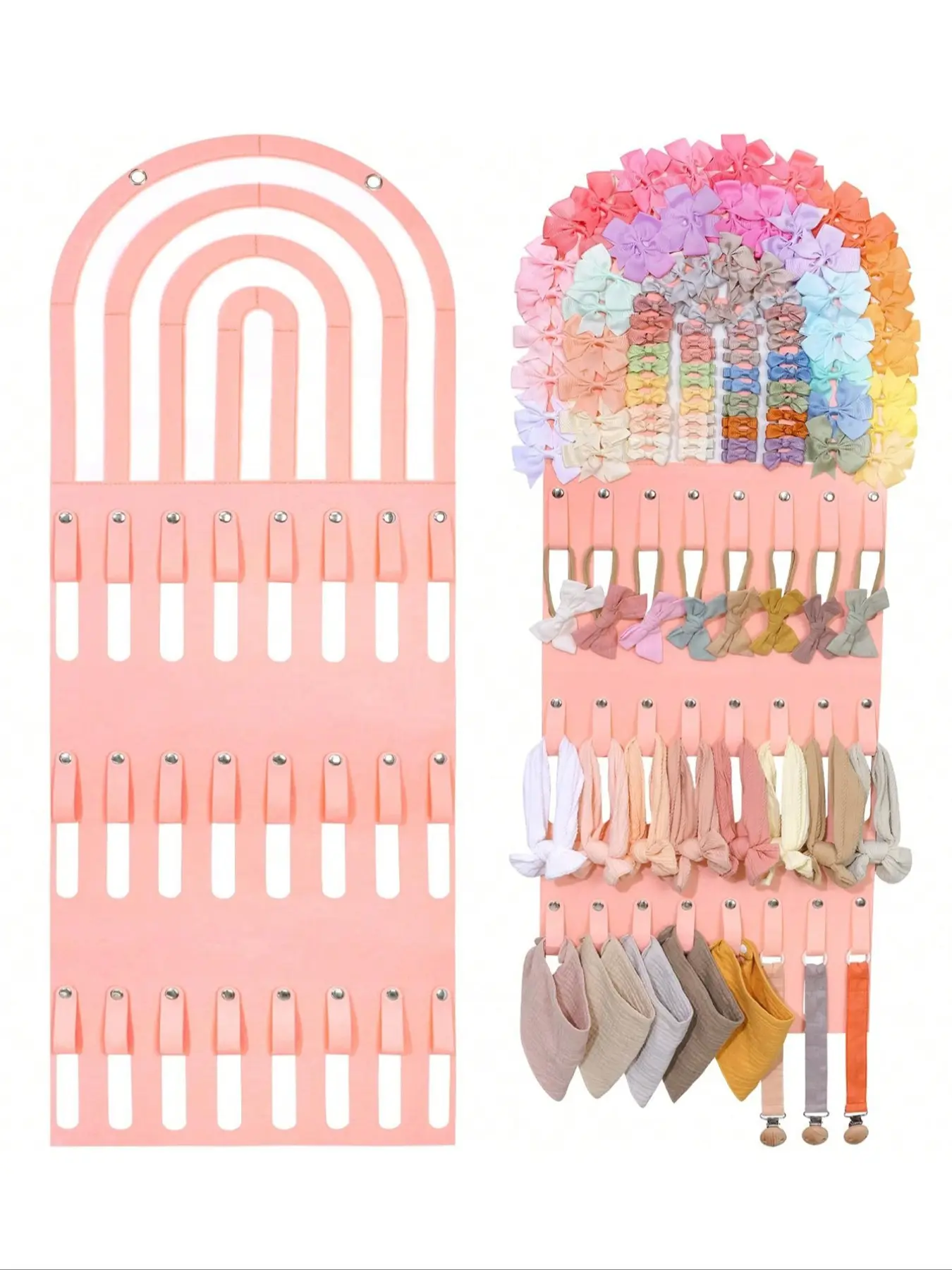 1 PC arched pink hair clip organizer, Clip holder, girl's hair clip and headband organizer, hairband storage, hair clip display rack, sturdy stand, easily organizes accessories, perfect for everyday use and as a holiday gift