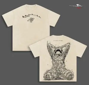 GEAR5One Piece Anime Double Printed Vintage Washed Tee Unisex Oversize Anime Manga Washed Heavyweight Cotton T-shirt