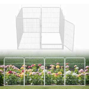 Cozy Castle Garden Fence with Gate 40" 6/8/12/16 Panels, Heavy Duty Metal Garden Fence Animal Barrier, No Dig Dog Fence Outdoor for Yard, Easy Set Up, White