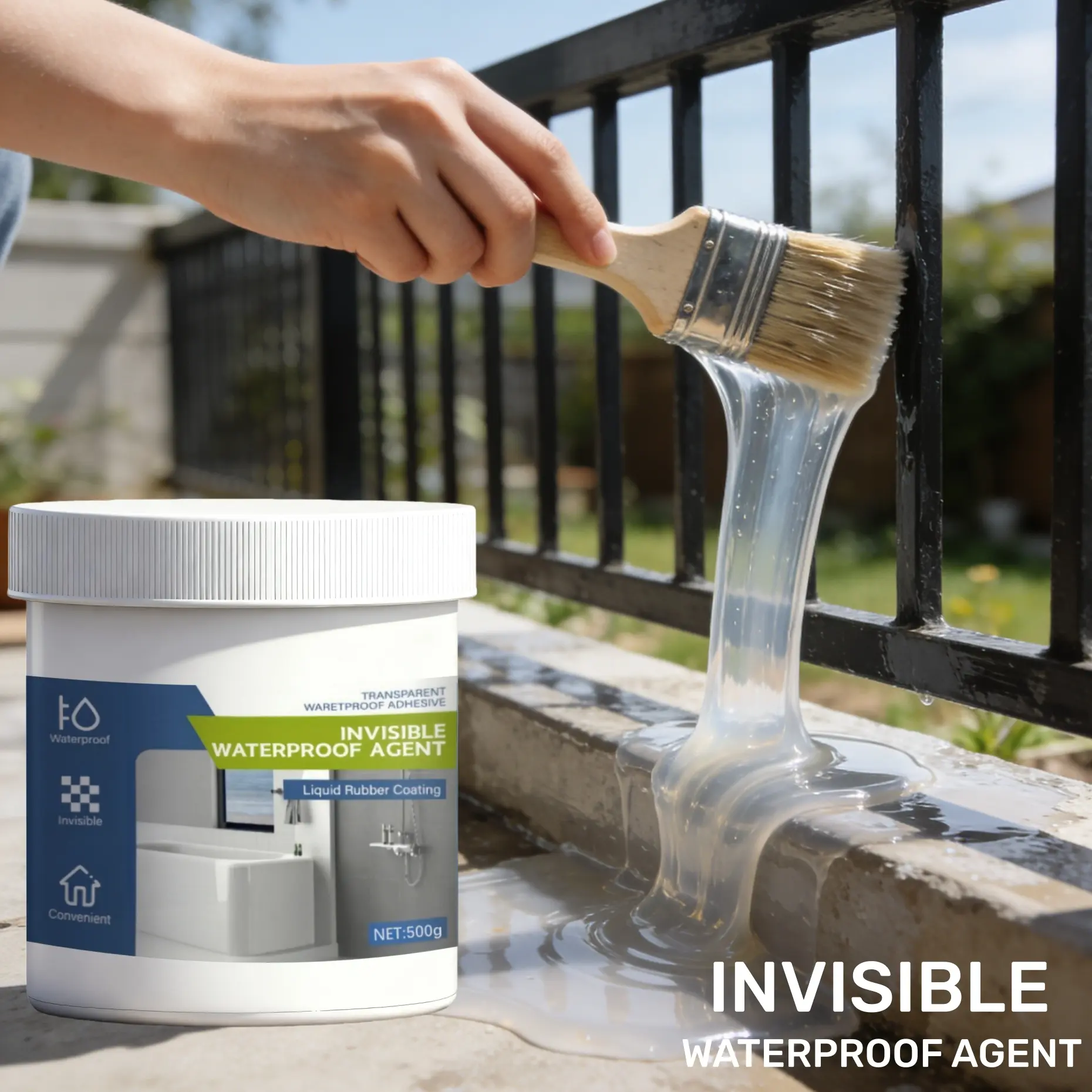 Waterproof agent, Invisible waterproof sealant, Waterproof Adhesive, Waterproof Sealing Coating, combines waterproofing, mold prevention and moisture resistance, comes with a tool brush, easy to use, transparent waterproof sealant