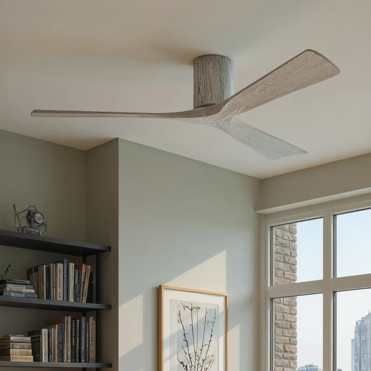 UMC9263 Minimalist Indoor/Outdoor Ceiling Fan, 10" H x 60" W x 60" D, Barn Wood Tone Finish, Aerwyn Collection