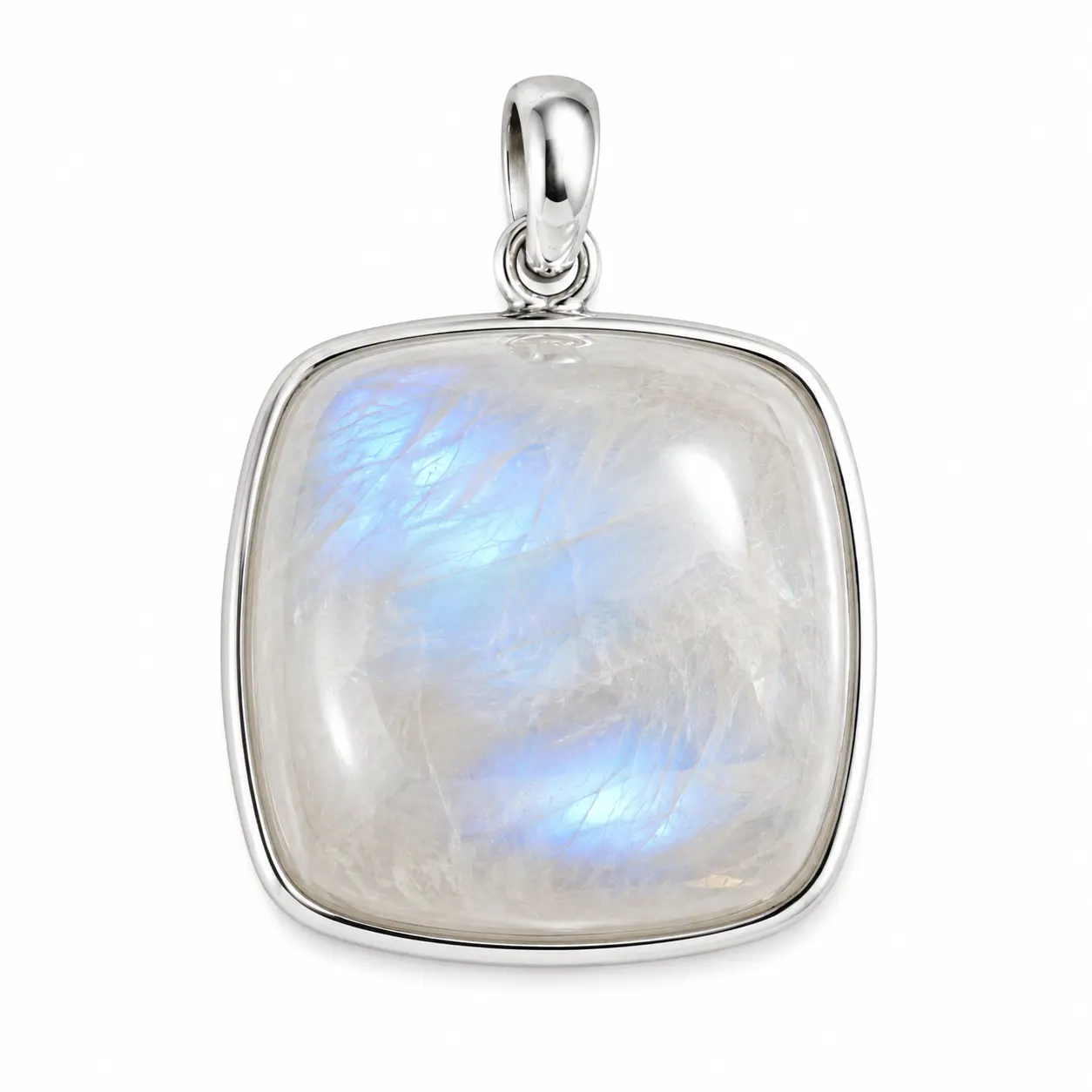 Rainbow Moonstone Sterling Silver Pendant, Semiprecious Stone Jewelry Accessory for Women