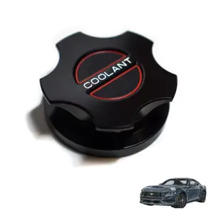 JSD Space Billet Aluminum Coolant Radiator Cap Cover for Ford Mustang 2015-2025; Anodized Black