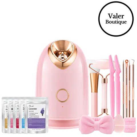 Pjordo Nano Ionic Facial Steamer 7-in-1 Home Spa Kit for Pore Opening and Deep Hydration Includes Deep Cleaning Tools and Silicone Brush
