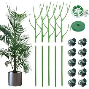 5 Pack 27.56" Detachable Twig  Support Stakes Set, Blends in to , Branch  Sticks with Orchid Clips Twist  Ties, Twig Trellis for Indoor Outdoor  Potted  Flower