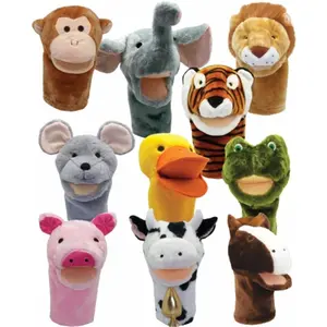 212 MAIN Kids Bigmouth Animal Puppets Set of 10 - Duck, Elephant, Washable, Movable Mouth, Suitable for Ages 1+ (Cat & Dog Pet Play Accessories)