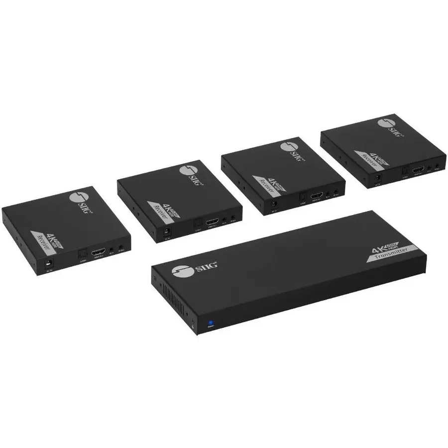 SIIG 1x4 4K 60Hz HDMI Splitter Over Cat6 Extender with Loopout/IR/ARC & RS-232 Up to 230ft 70m Near Zero Latency