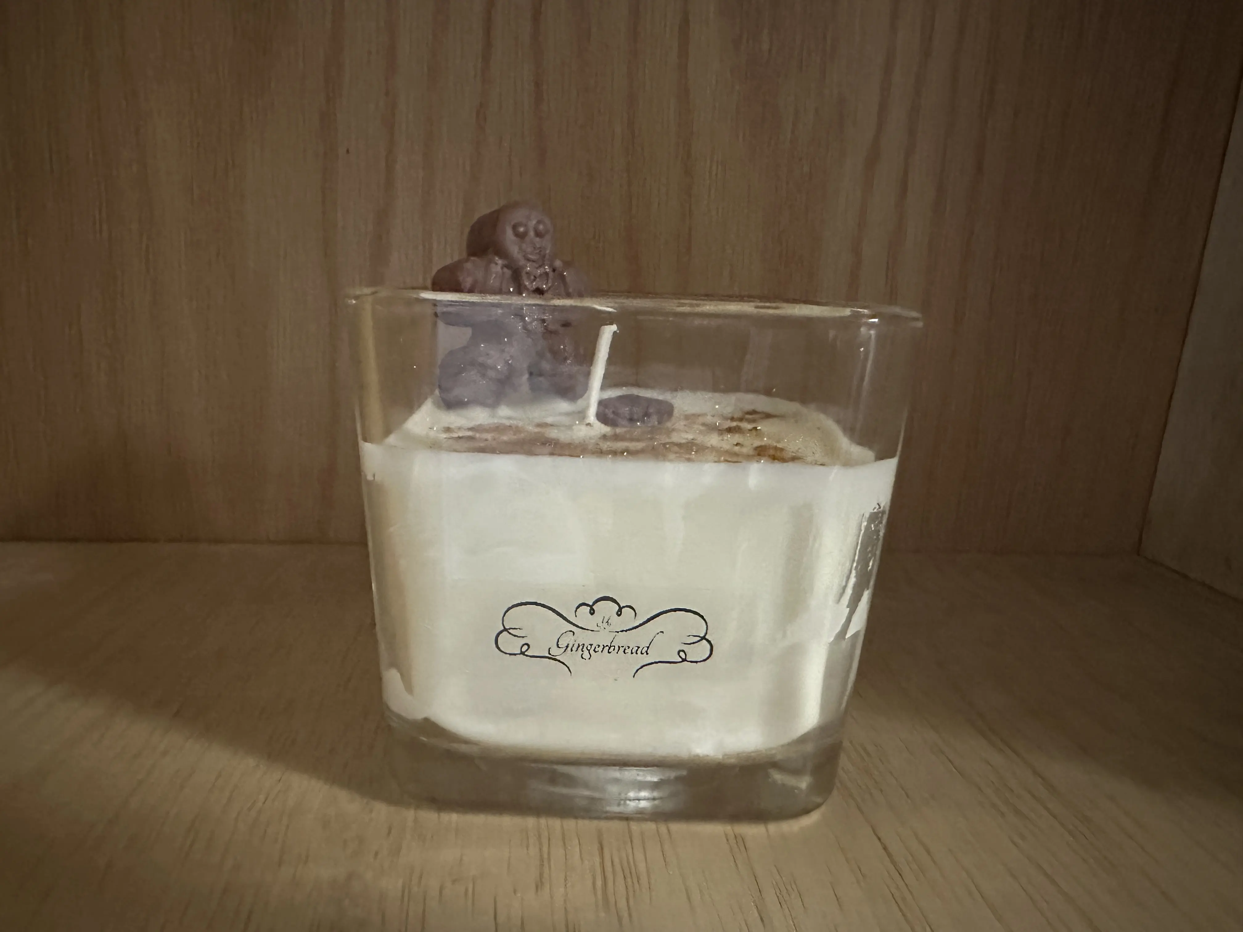 Gingerbread Candle with Festive Gingerbread Man Topper for Cozy Home Decor
