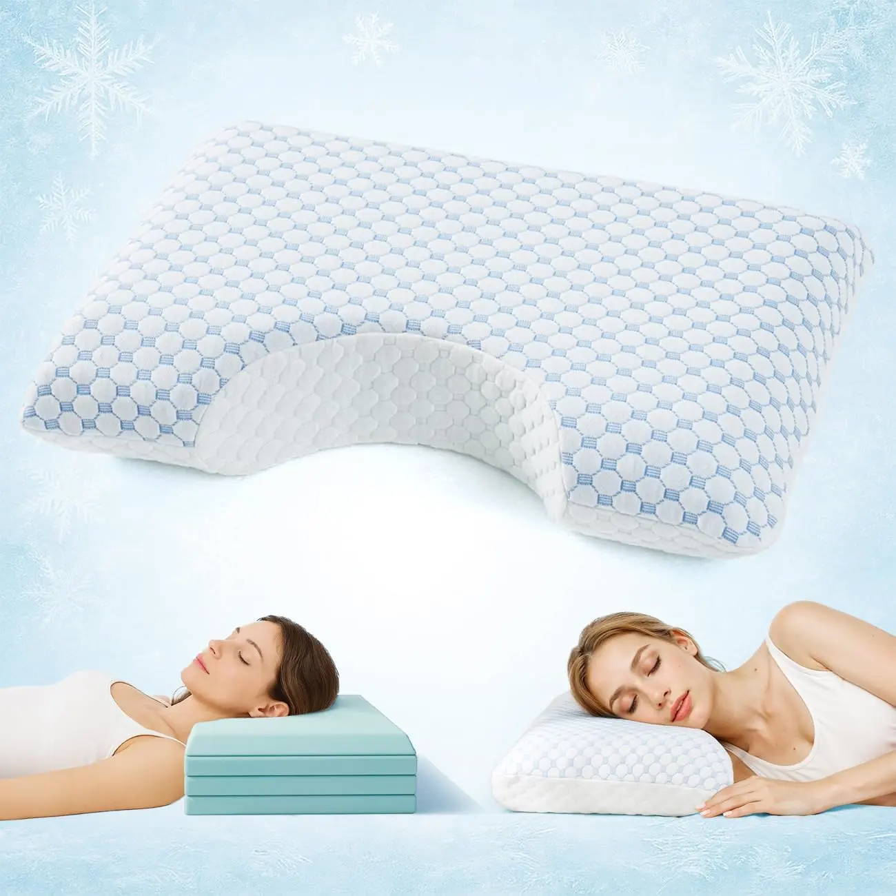 Side Sleeper Pillows for Adults - Adjustable 4 Layer Curved Pillow with  Support, Crescent Pillow for Side Sleeper, Cool Cover CertiPUR- Certified Memory  Side Sleeper Pillow