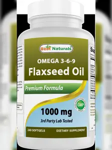 Best Naturals Flaxseed Oil 1000 mg 240 Softgels - Omega-3-6-9 for Heart Health