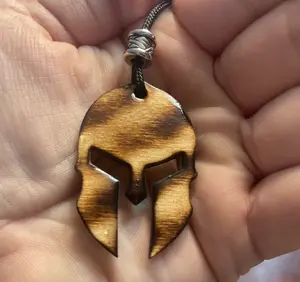 Helmet of Salvation 2" x 1.33" Fire Painted Warrior Helmet, symbolizing Full Armor of God Ephesians 6:17 Pendant