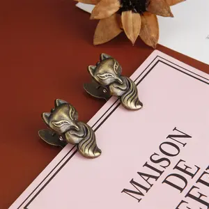 Creative Fox Design File Folder, 2 Counts Vintage Metal File Folder, Desktop Storage Organizer for Notes & Receipts, Document Organizer, Office Supplies