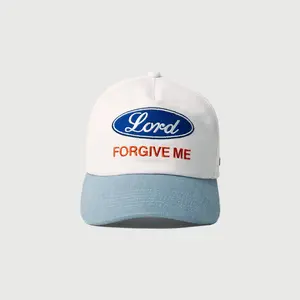 AUG11 Lord Forgive Me Unstructured Hat - 'White/Denim'