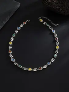 Men's Colorful Rhinestone Gem Necklace, Elegant Rhinestone Pendant, Casual Daily Wear Jewelry, Party and Holiday Accessories